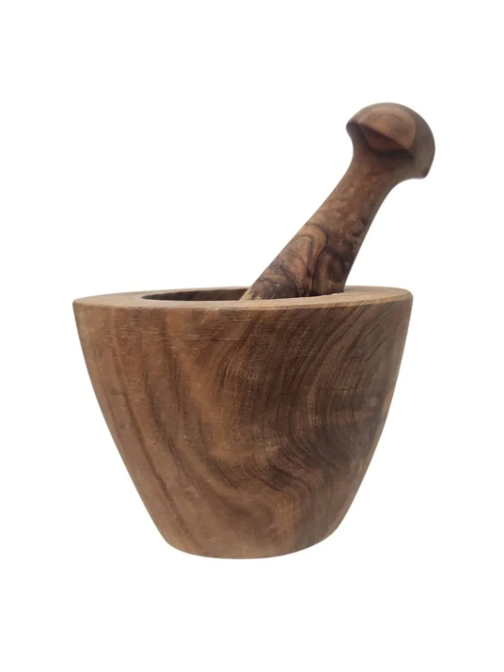 Hand Turned Hardwood Mortar & Pestle Rustic Artisan Kitchen Spice Grinder 3.8